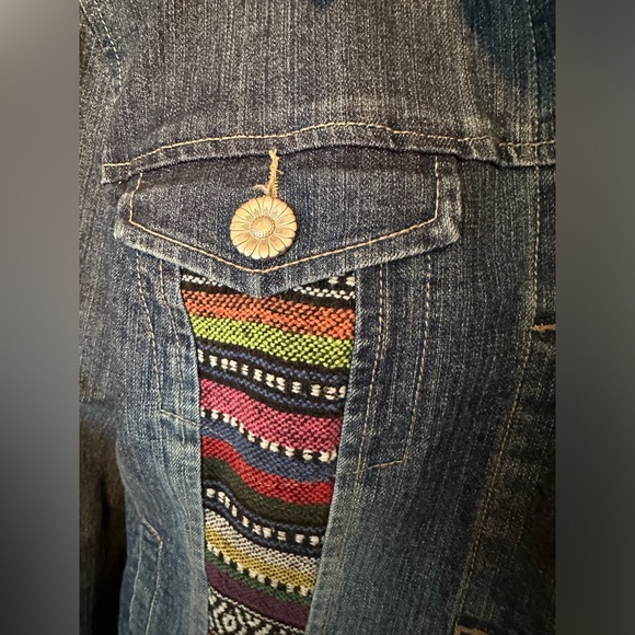Women’s Denim Jacket with Serape Embroidery - Picture 2 of 4
